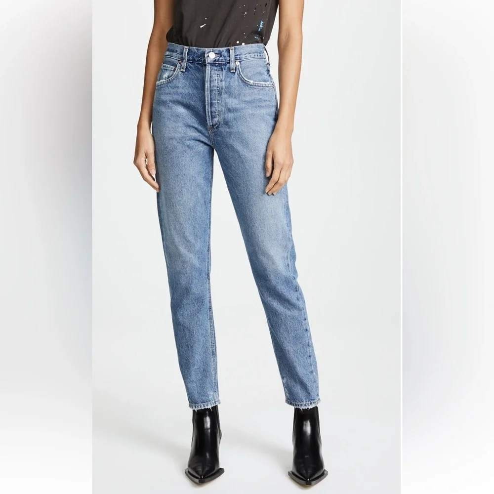 Agolde Jamie Classic Straight Leg Jeans High Rise Blue Denim 30